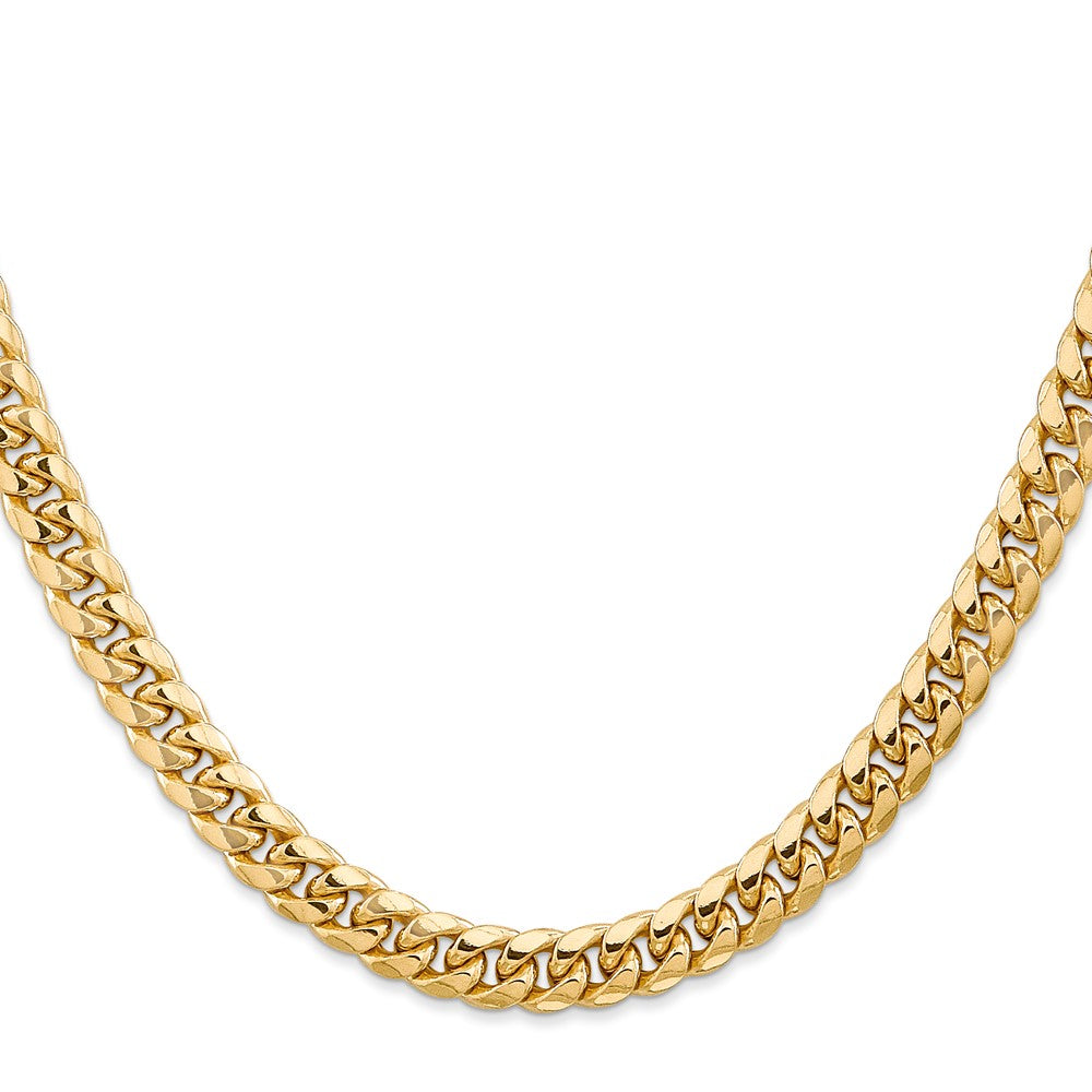 14K 6.75mm Semi-Solid Miami Cuban with Lobster Clasp Chain