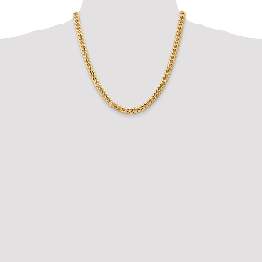 14K 6.75mm Semi-Solid Miami Cuban with Lobster Clasp Chain