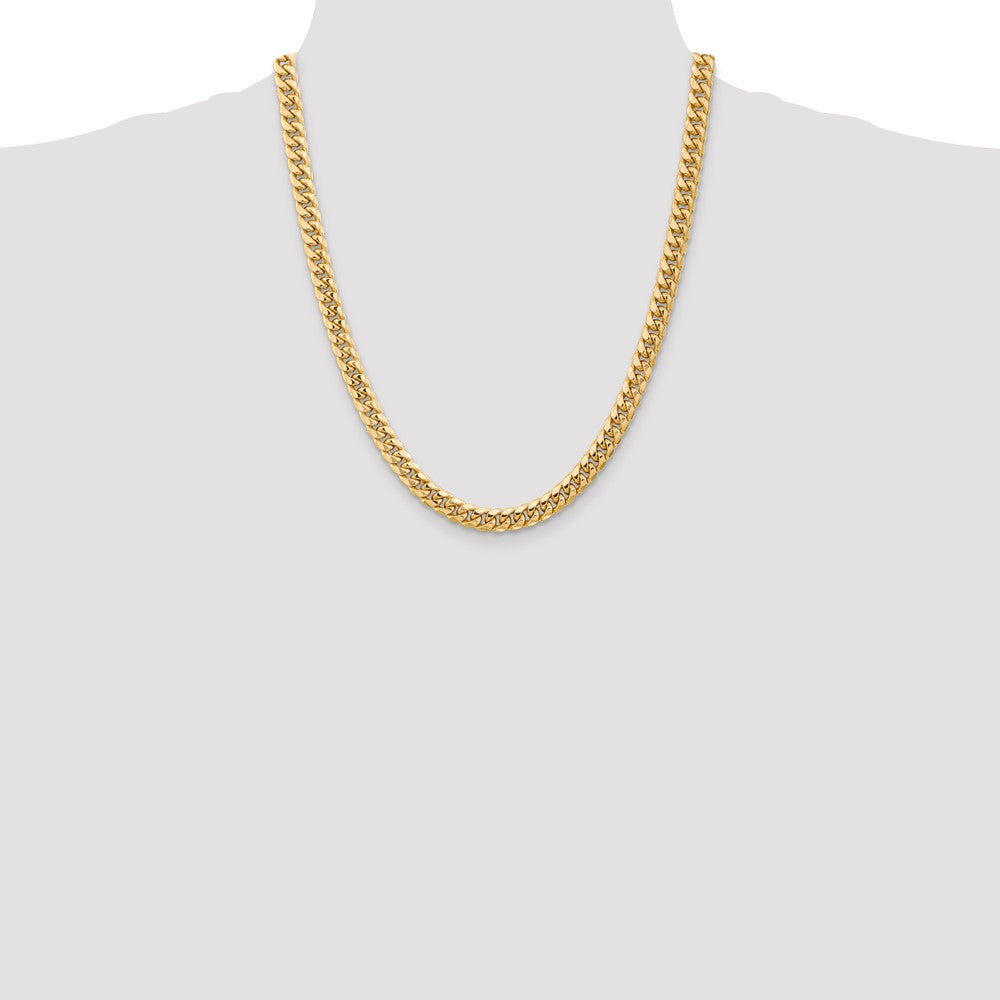 14K 6.75mm Semi-Solid Miami Cuban with Lobster Clasp Chain