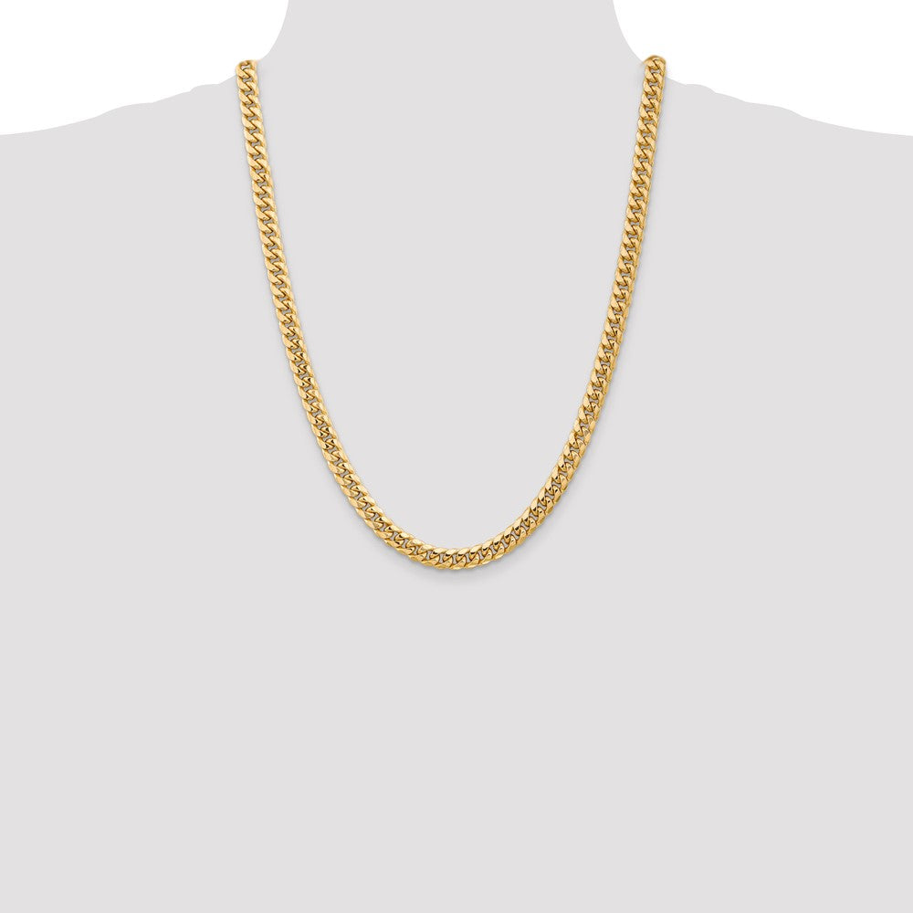 14K 6.75mm Semi-Solid Miami Cuban with Lobster Clasp Chain