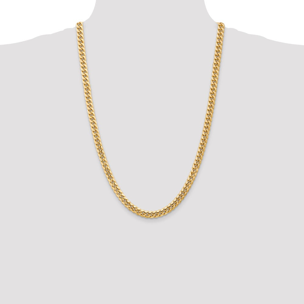 14K 6.75mm Semi-Solid Miami Cuban with Lobster Clasp Chain