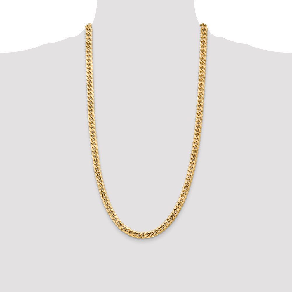 14K 6.75mm Semi-Solid Miami Cuban with Lobster Clasp Chain