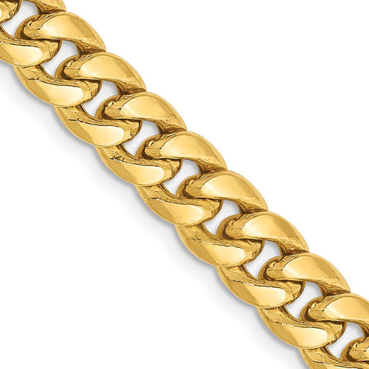 14K 6.75mm Semi-Solid Miami Cuban with Lobster Clasp Chain