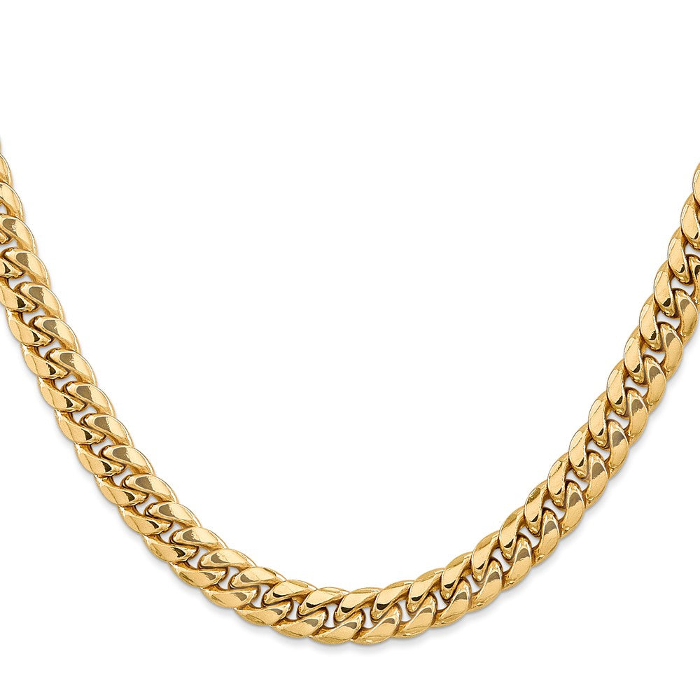 14K 7.3mm Semi-Solid Miami Cuban with Lobster Clasp Chain