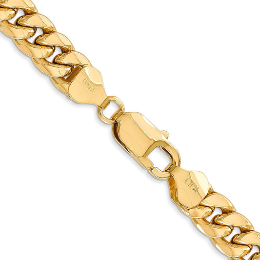 14K 7.3mm Semi-Solid Miami Cuban with Lobster Clasp Chain
