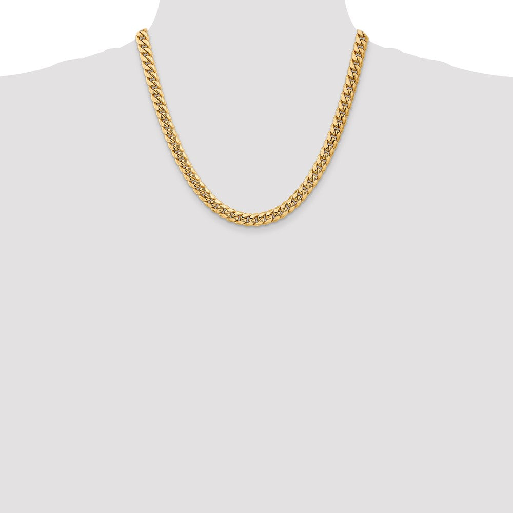 14K 7.3mm Semi-Solid Miami Cuban with Lobster Clasp Chain