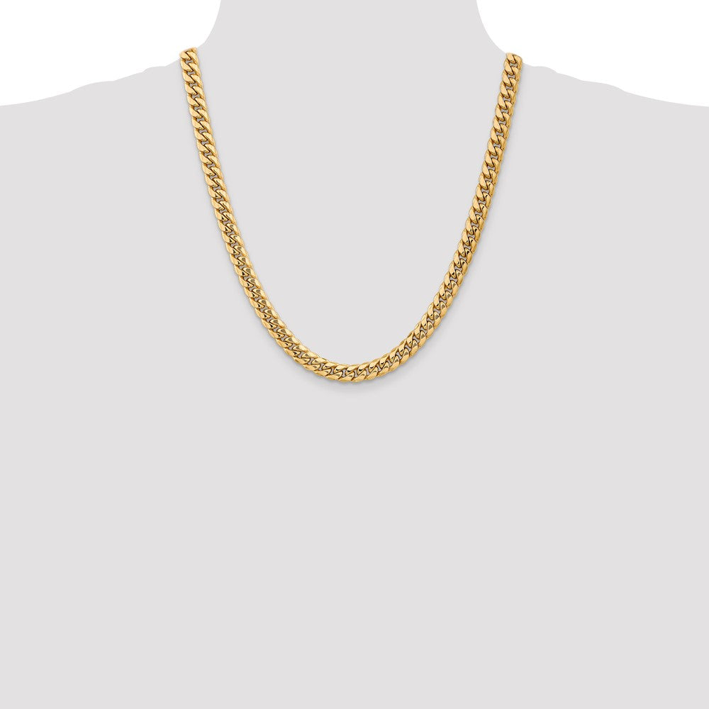 14K 7.3mm Semi-Solid Miami Cuban with Lobster Clasp Chain
