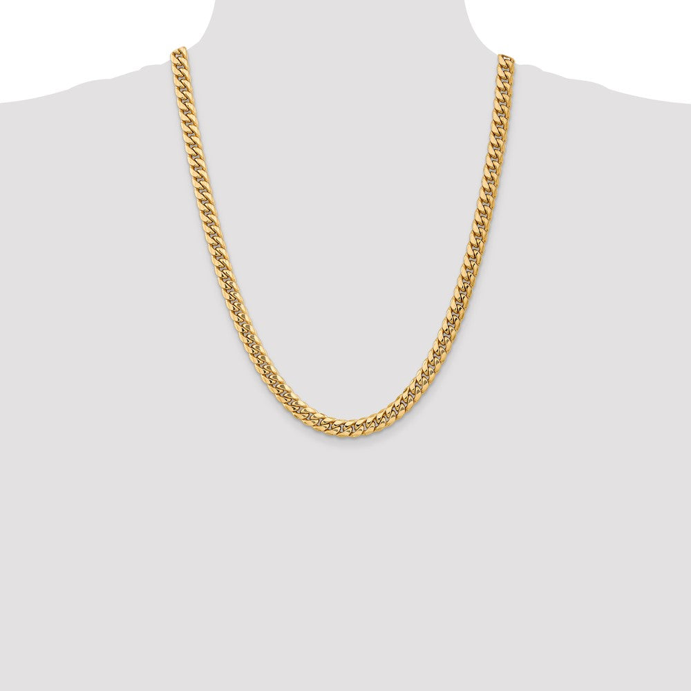 14K 7.3mm Semi-Solid Miami Cuban with Lobster Clasp Chain