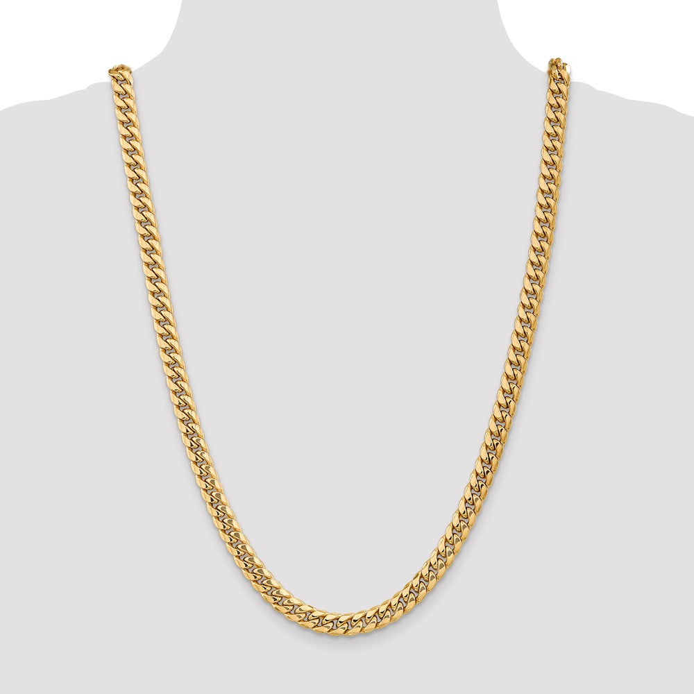 14K 7.3mm Semi-Solid Miami Cuban with Lobster Clasp Chain