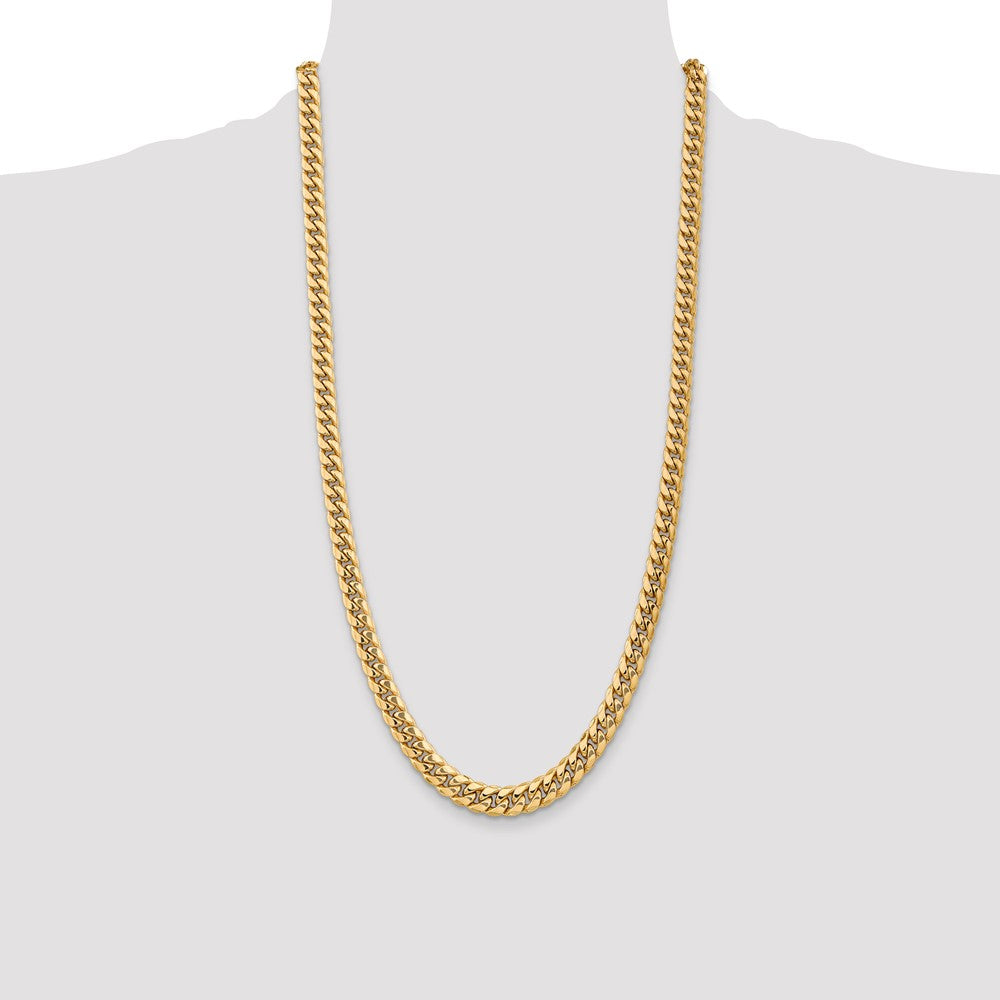 14K 7.3mm Semi-Solid Miami Cuban with Lobster Clasp Chain