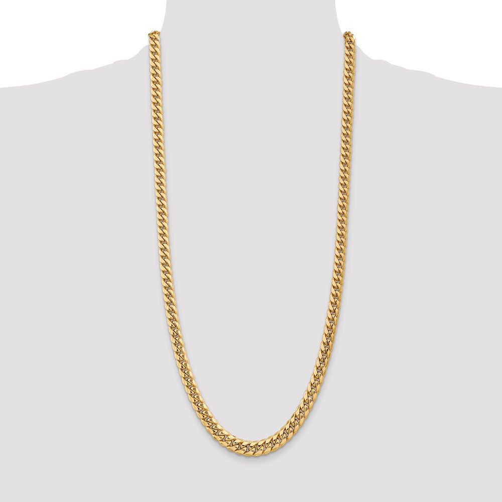 14K 7.3mm Semi-Solid Miami Cuban with Lobster Clasp Chain