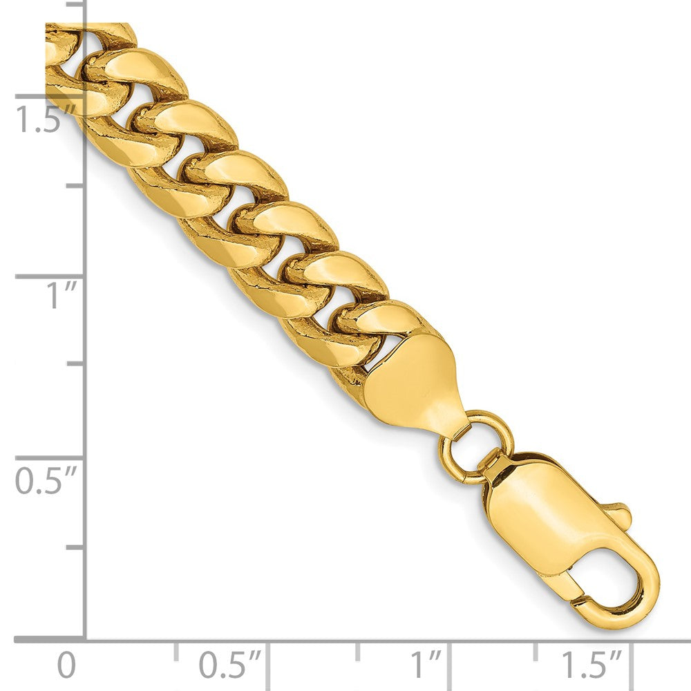14K 7.3mm Semi-Solid Miami Cuban with Lobster Clasp Chain