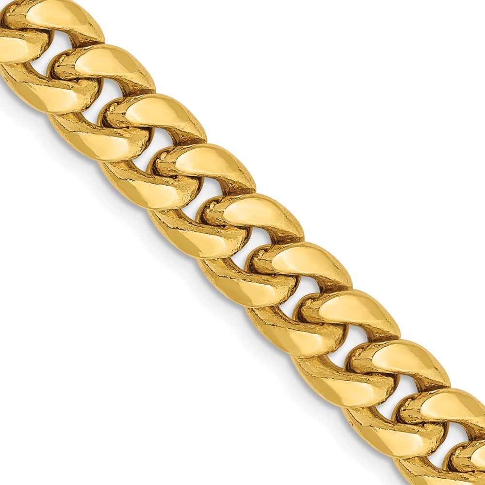 14K 7.3mm Semi-Solid Miami Cuban with Lobster Clasp Chain