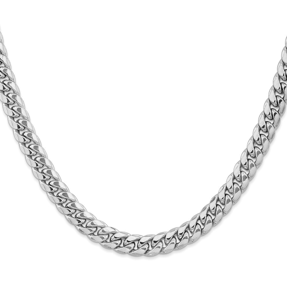 14k White Gold 7.3mm Semi-Solid Miami Cuban Chain