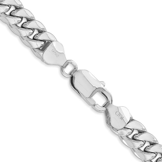 14k White Gold 7.3mm Semi-Solid Miami Cuban Chain