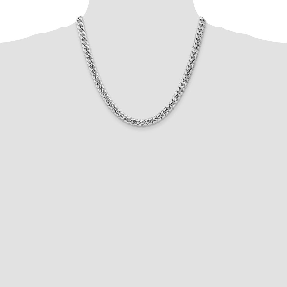 14k White Gold 7.3mm Semi-Solid Miami Cuban Chain
