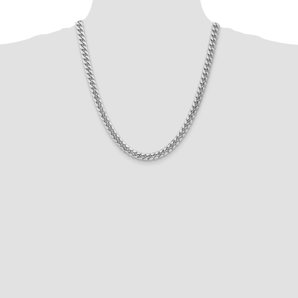 14k White Gold 7.3mm Semi-Solid Miami Cuban Chain