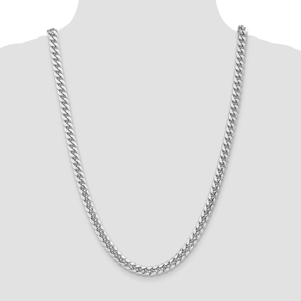 14k White Gold 7.3mm Semi-Solid Miami Cuban Chain