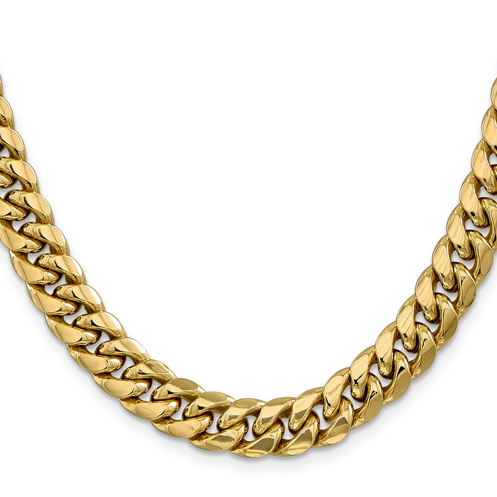 14K 9.3mm Semi-Solid Miami Cuban with Lobster Clasp Chain