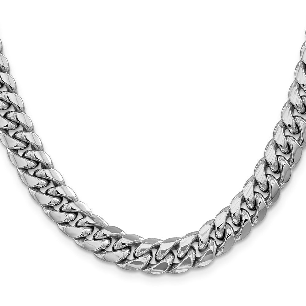 14k White Gold 9.3mm Semi-Solid Miami Cuban Chain