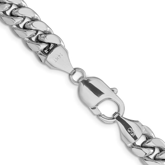 14k White Gold 9.3mm Semi-Solid Miami Cuban Chain