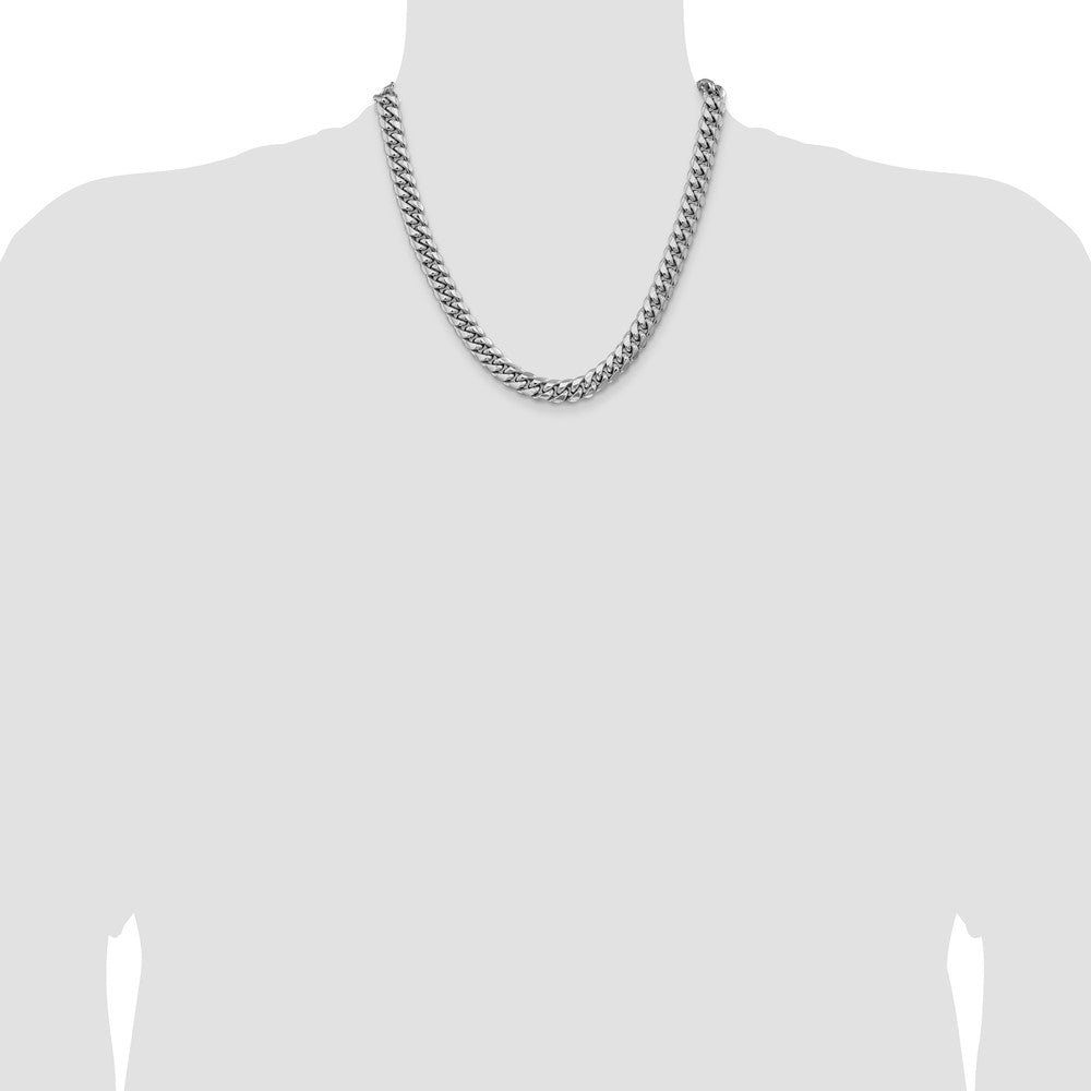 14k White Gold 9.3mm Semi-Solid Miami Cuban Chain