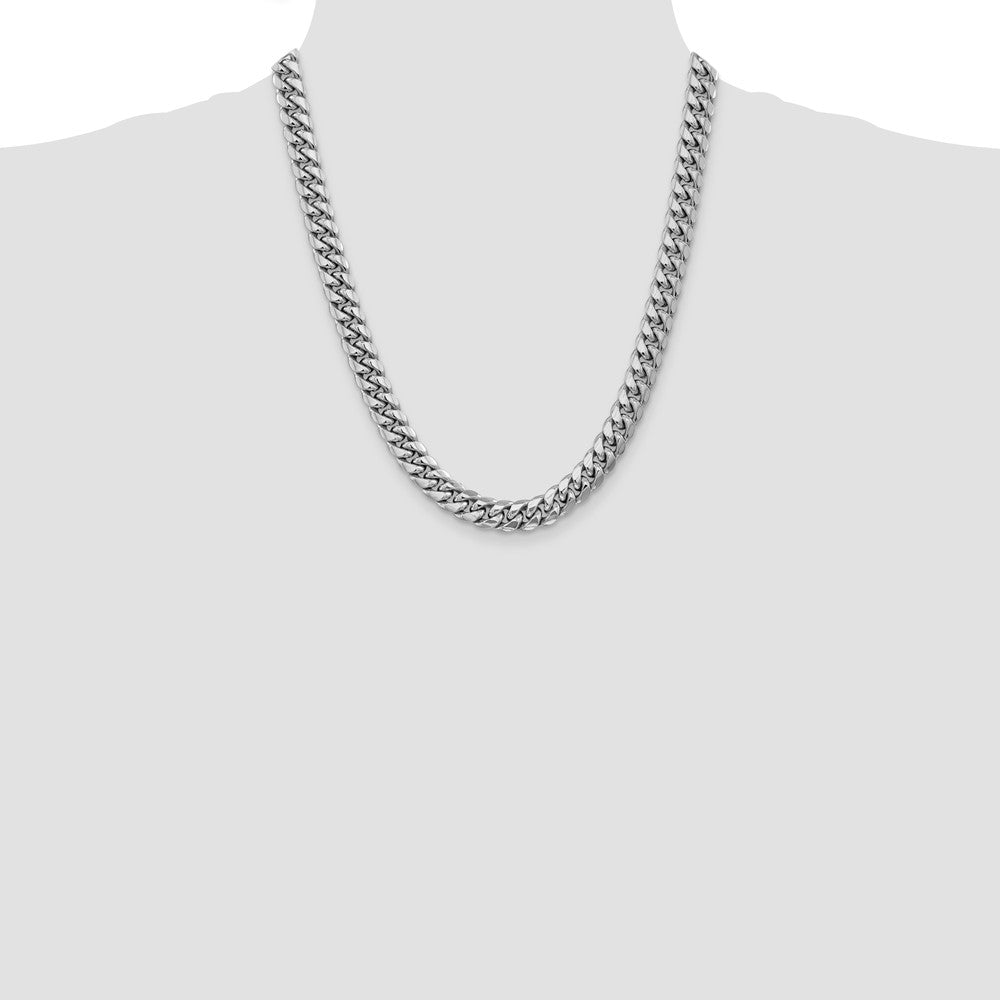 14k White Gold 9.3mm Semi-Solid Miami Cuban Chain