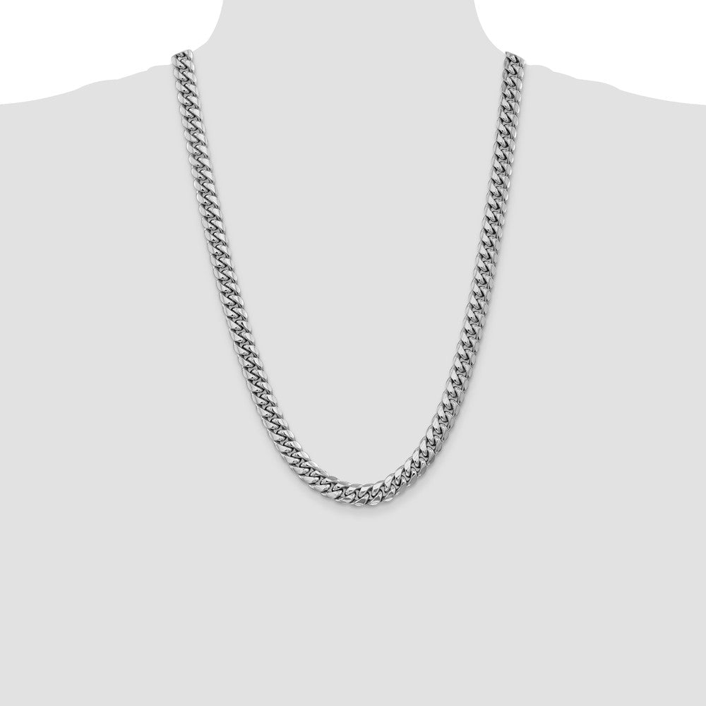 14k White Gold 9.3mm Semi-Solid Miami Cuban Chain