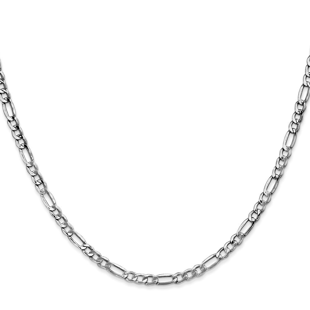 14K White Gold 3.5mm Semi-Solid Figaro with Lobster Clasp Chain