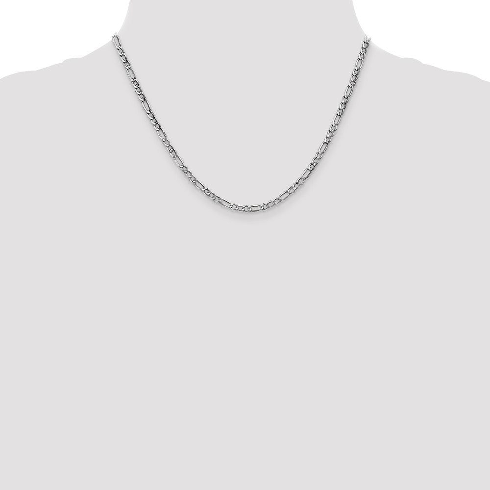 14K White Gold 3.5mm Semi-Solid Figaro with Lobster Clasp Chain