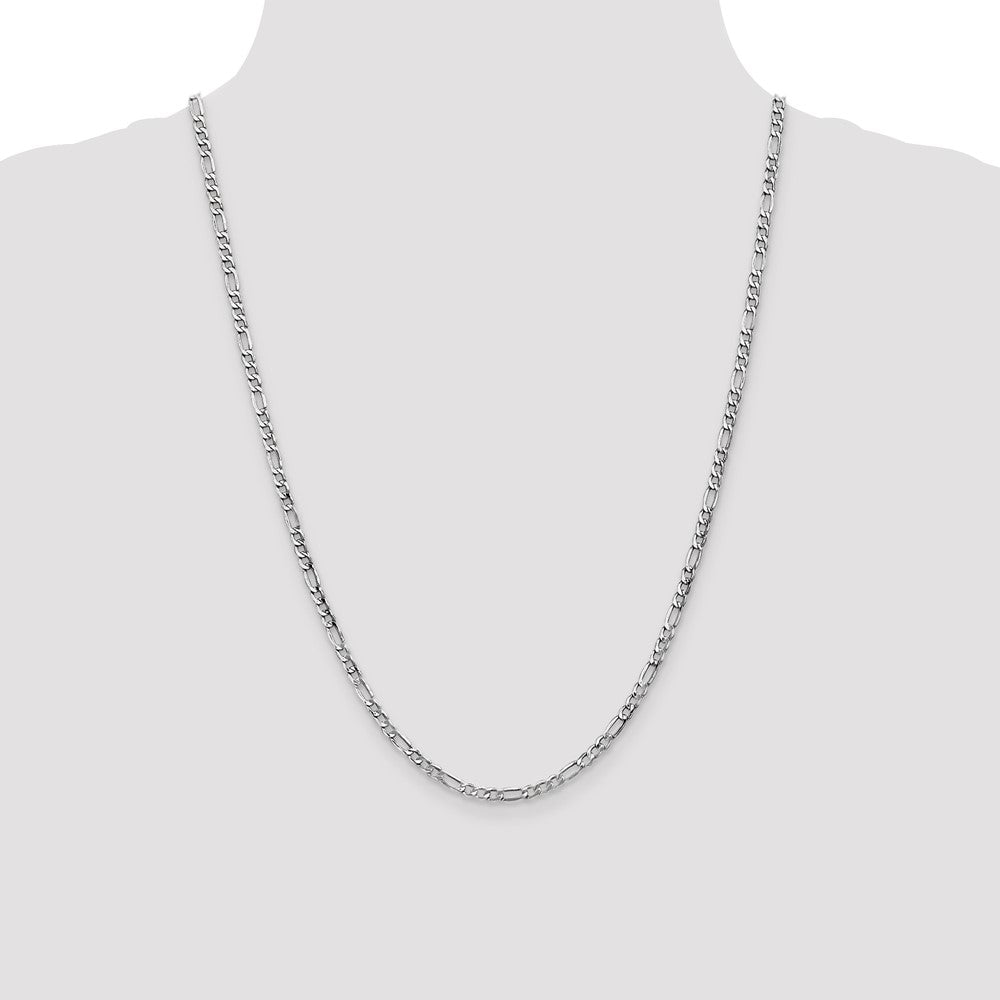 14K White Gold 3.5mm Semi-Solid Figaro with Lobster Clasp Chain
