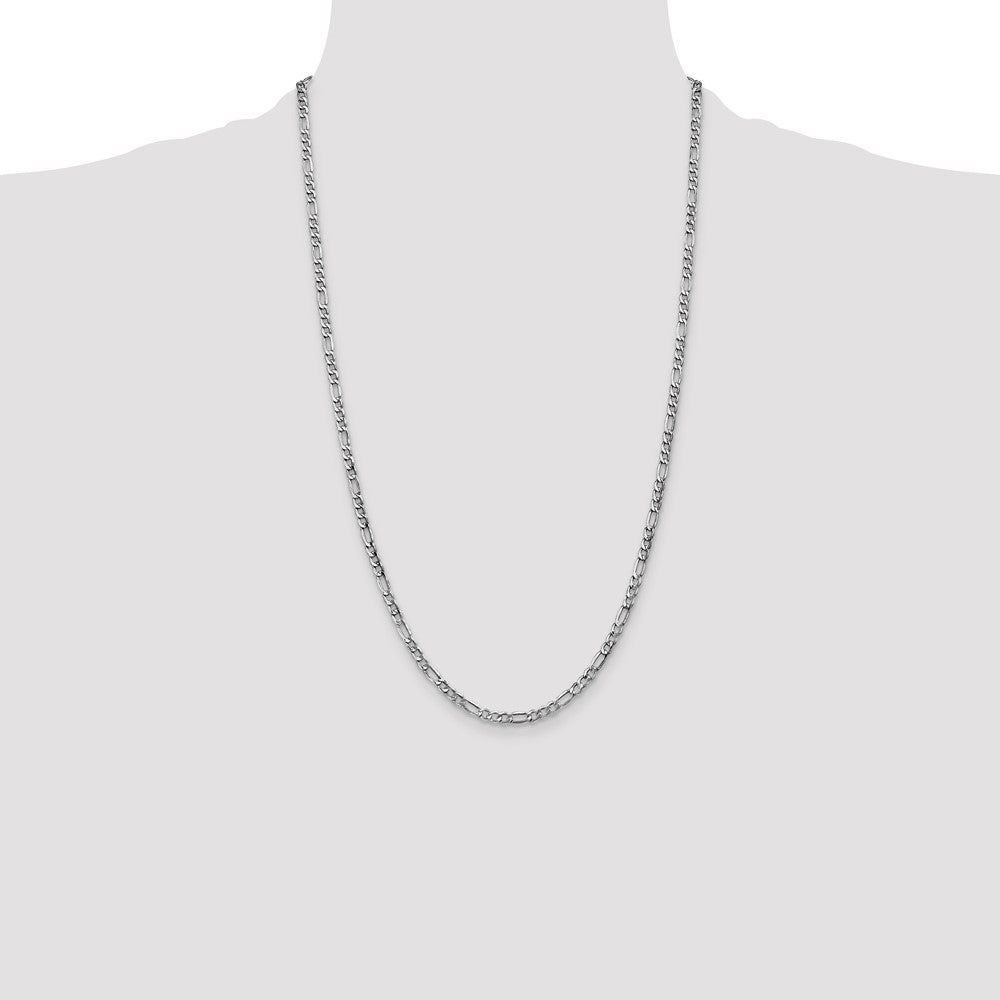 14K White Gold 3.5mm Semi-Solid Figaro with Lobster Clasp Chain