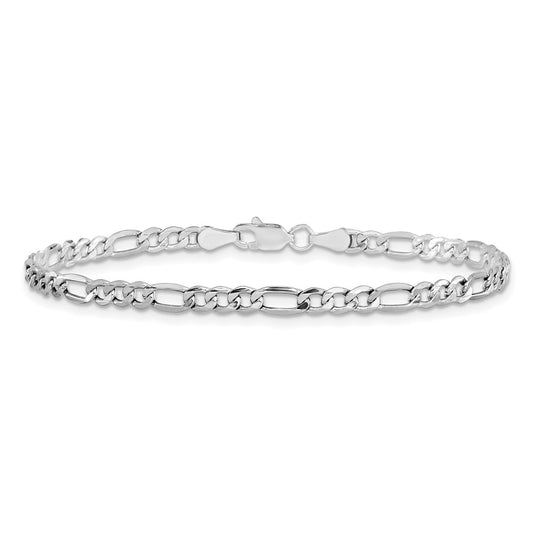 14K White Gold 3.5mm Semi-Solid Figaro with Lobster Clasp Chain