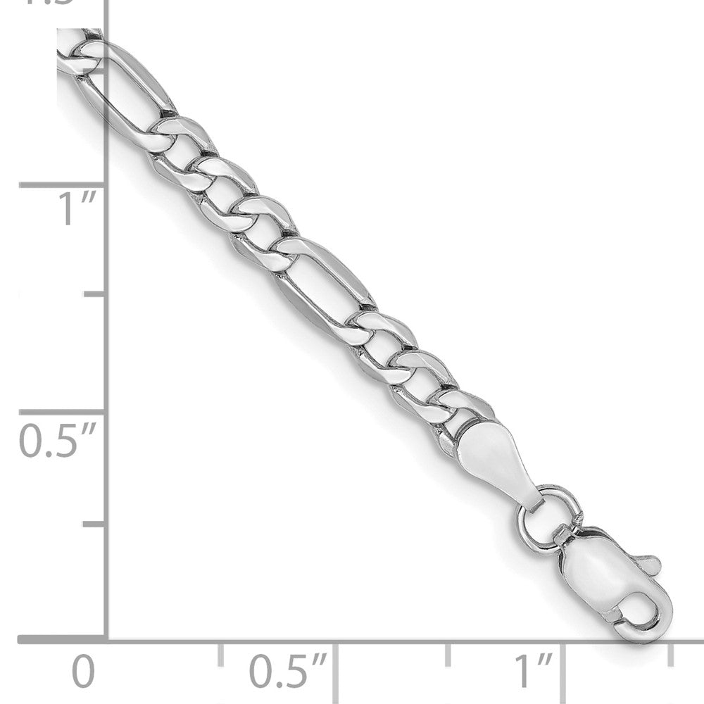 14K White Gold 3.5mm Semi-Solid Figaro with Lobster Clasp Chain