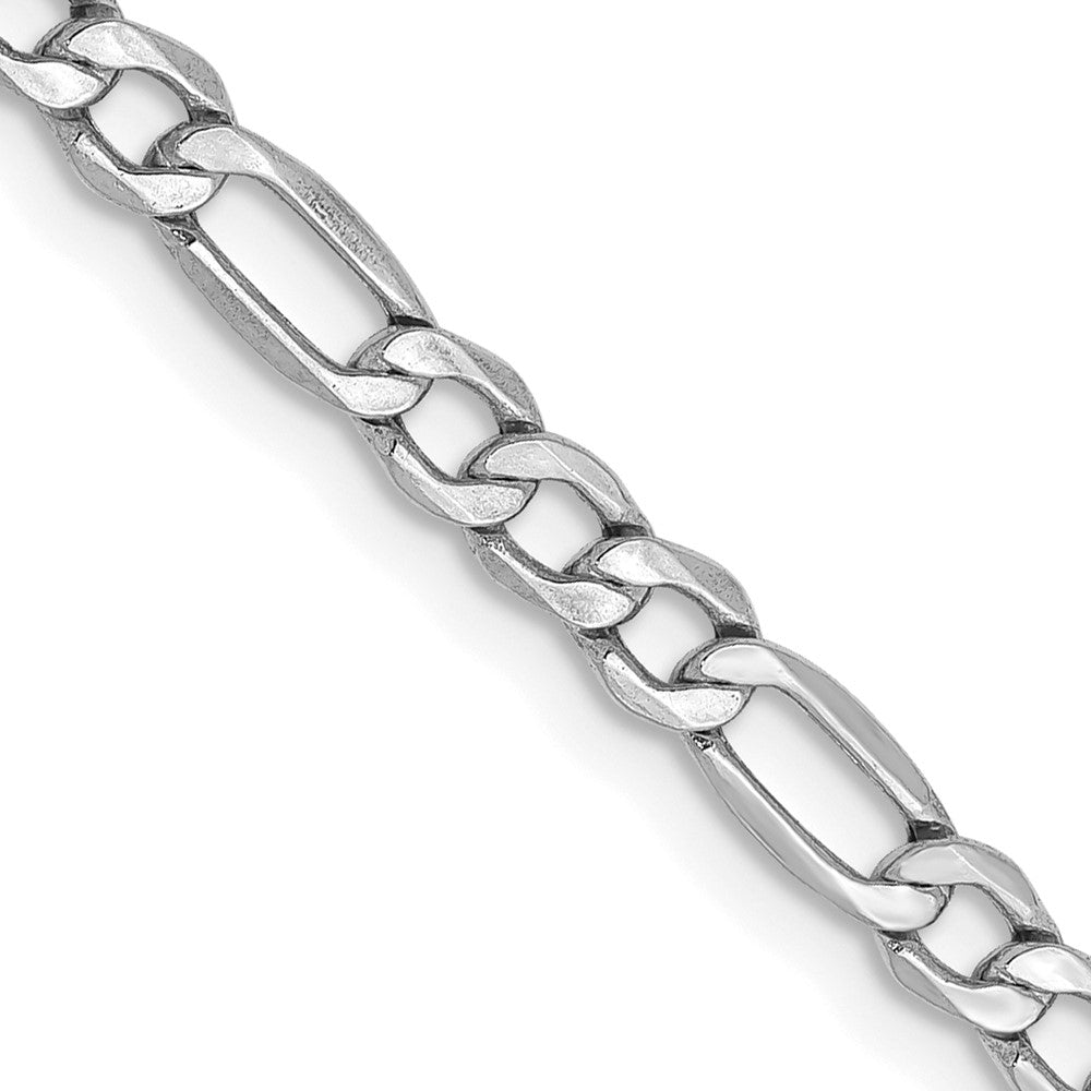 14K White Gold 3.5mm Semi-Solid Figaro with Lobster Clasp Chain