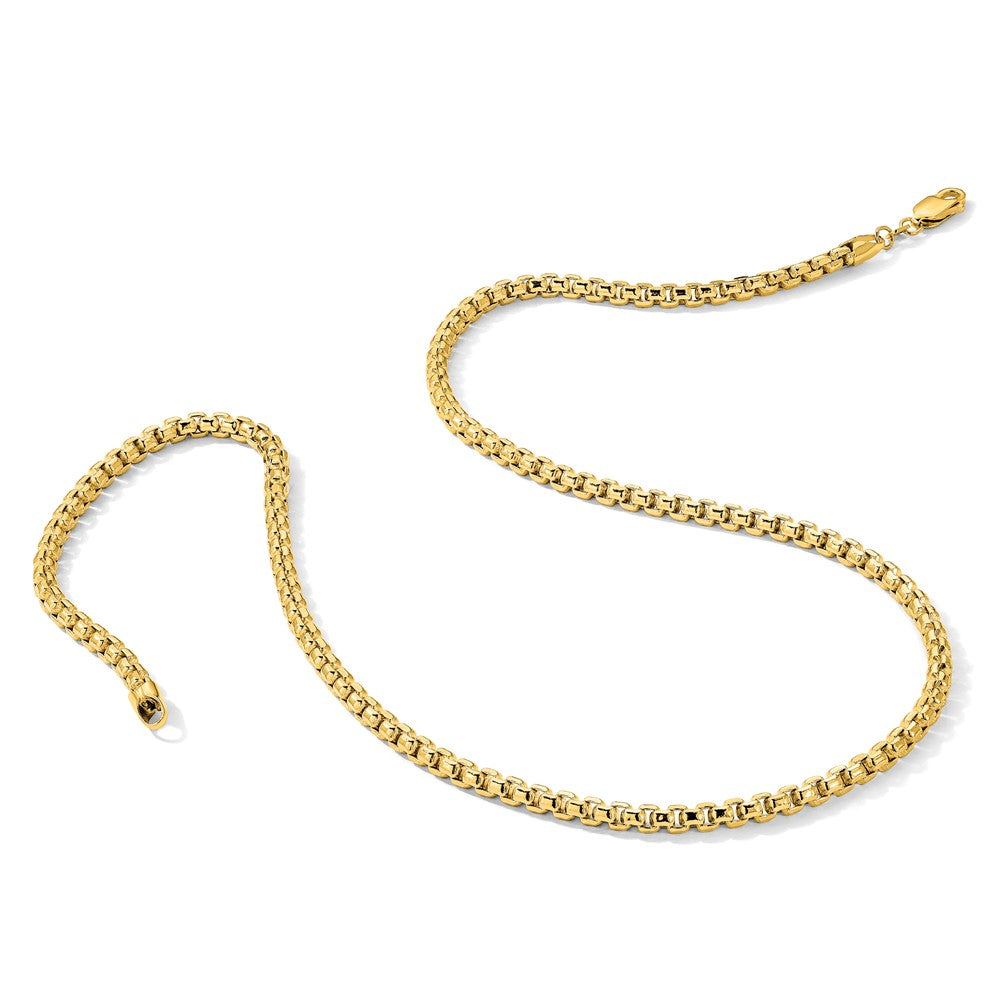 14K 3.6mm Semi-Solid Round Box with Lobster Clasp Chain