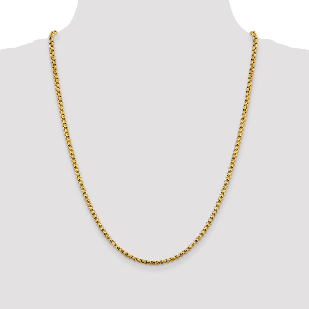 14K 3.6mm Semi-Solid Round Box with Lobster Clasp Chain