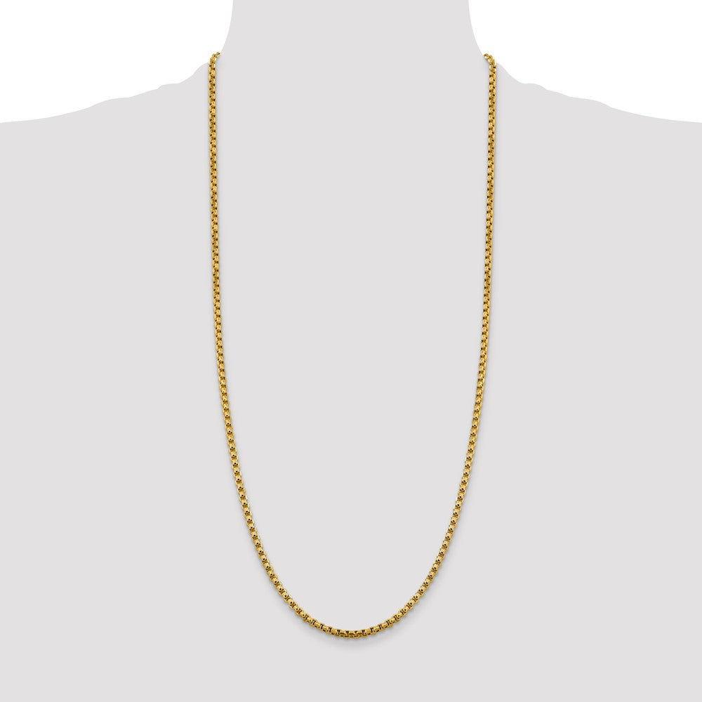 14K 3.6mm Semi-Solid Round Box with Lobster Clasp Chain