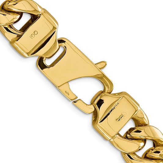 14K 15mm Semi-Solid Miami Cuban with Lobster Clasp Chain
