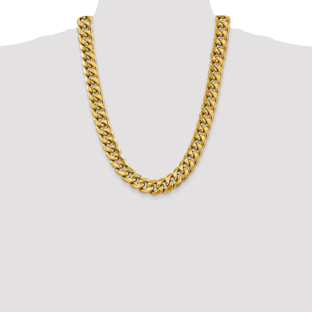 14K 15mm Semi-Solid Miami Cuban with Lobster Clasp Chain