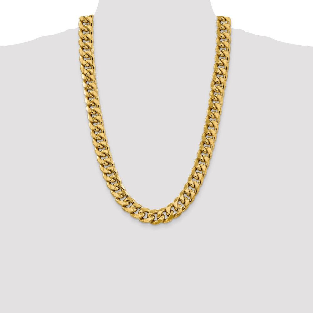 14K 15mm Semi-Solid Miami Cuban with Lobster Clasp Chain