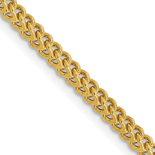 14K 2.2mm Semi-Solid Franco with Lobster Clasp Chain