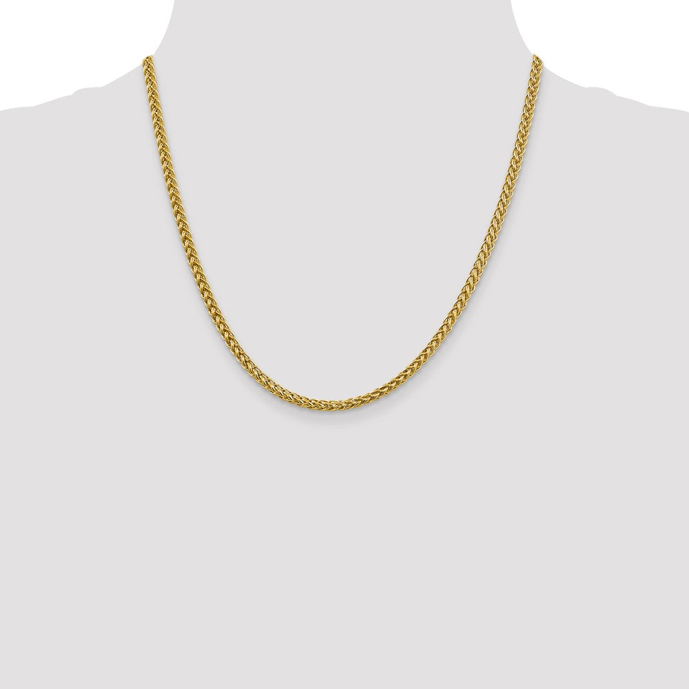 14K 3.5mm Semi-Solid 3-Wire Wheat with Lobster Clasp Chain