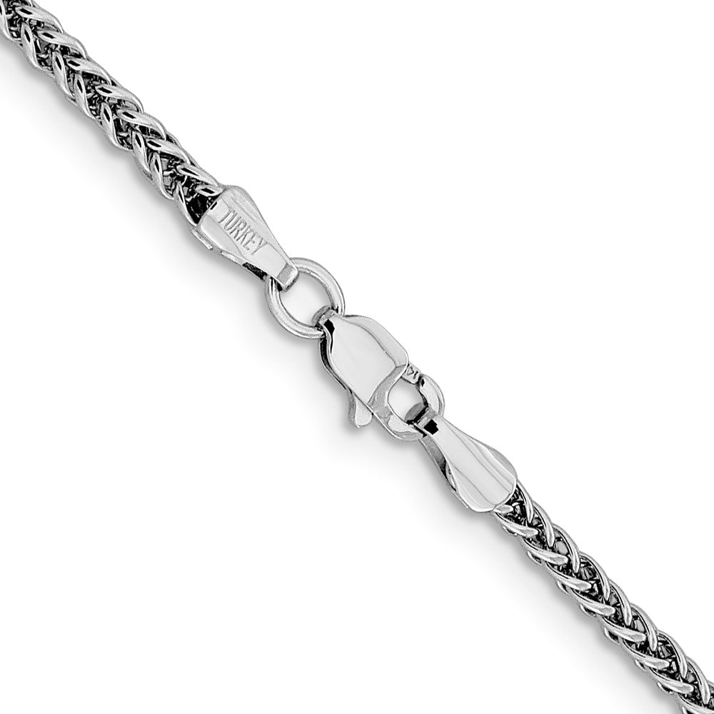 14K White Gold 2.35mm Semi-Solid 3-Wire Wheat with Lobster Clasp Chain