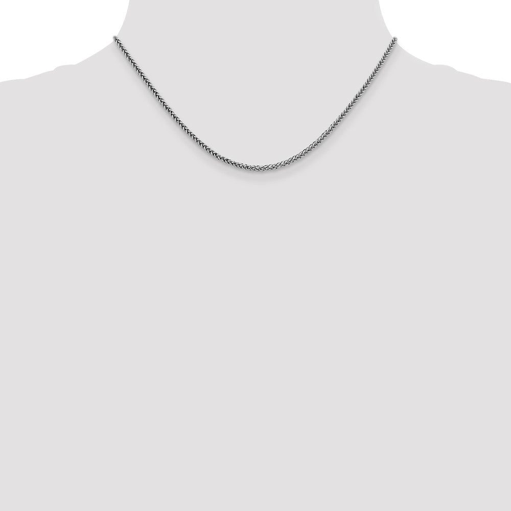 14K White Gold 2.35mm Semi-Solid 3-Wire Wheat with Lobster Clasp Chain