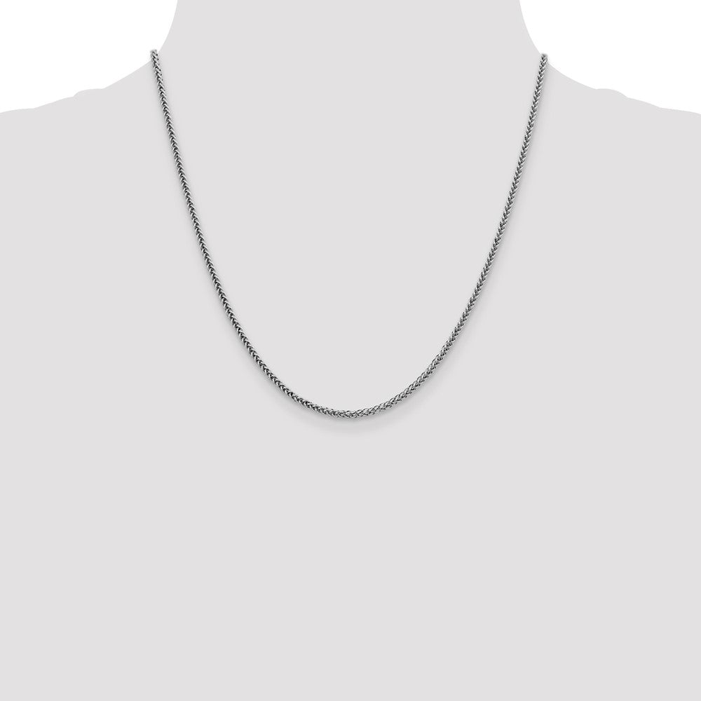 14K White Gold 2.35mm Semi-Solid 3-Wire Wheat with Lobster Clasp Chain