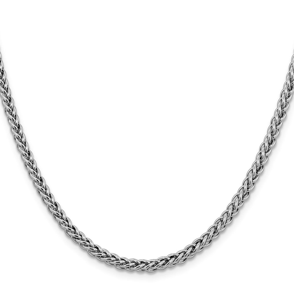 14K White Gold 4.3mm Semi-Solid 3-Wire Wheat with Lobster Clasp Chain
