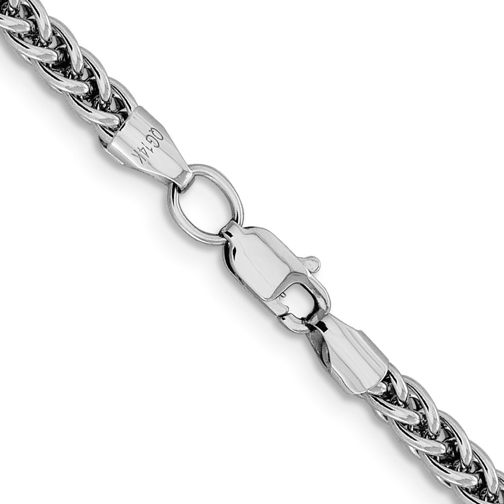 14K White Gold 4.3mm Semi-Solid 3-Wire Wheat with Lobster Clasp Chain