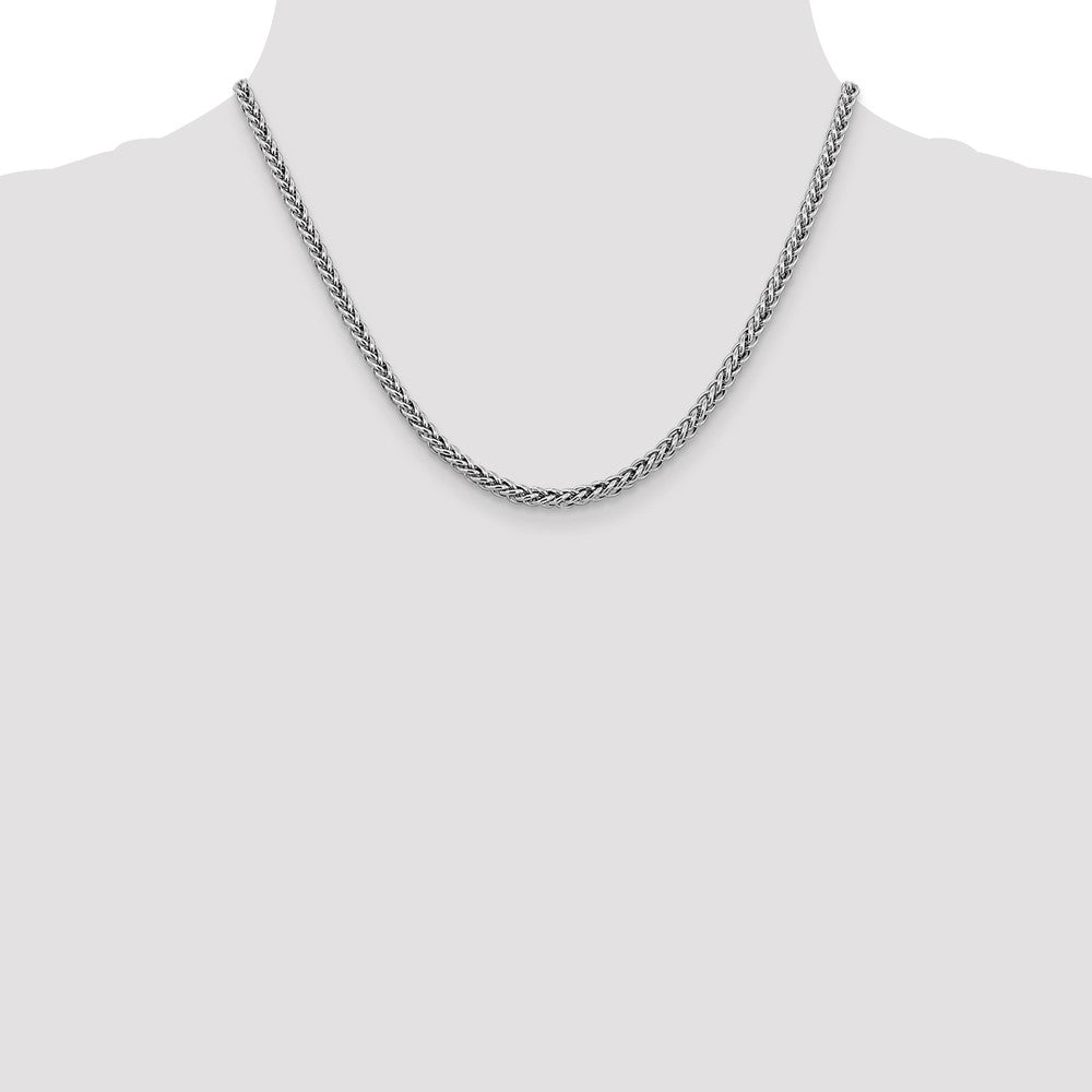 14K White Gold 3.5mm Semi-Solid 3-Wire Wheat with Lobster Clasp Chain
