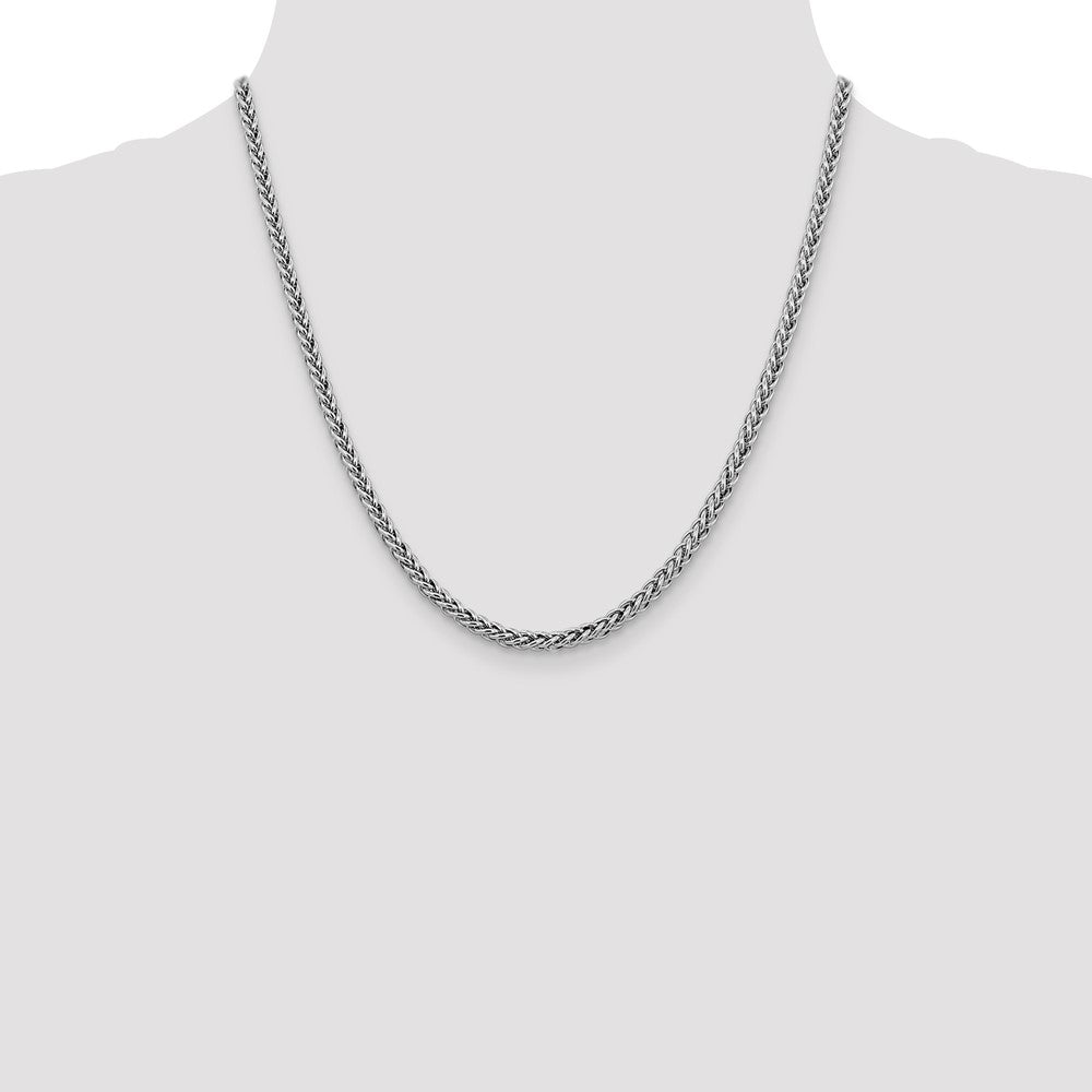 14K White Gold 4.3mm Semi-Solid 3-Wire Wheat with Lobster Clasp Chain